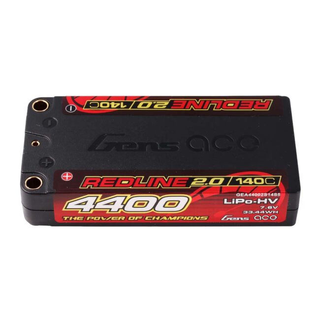 BATERÍA GENS ACE REDLINE 2.0 SERIES 4400 mAh SHORTY 7.6V HV 140C 2S1P HC 5.0mm BANANA BULLET