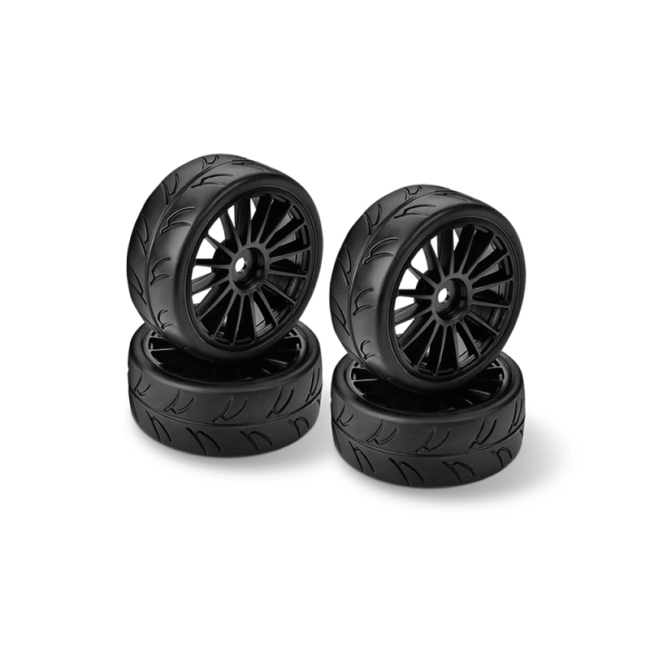 RUEDAS PRECORTADOS SLICKS HUDY FRONTY 1/10 DERECHO E IZQUIERDO (2+2)
