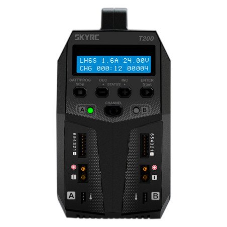 CARGADOR T200 DUO LIPO 1-6S 12A 2X100W 240V AC/12V DC SKYRC - Imagen 3