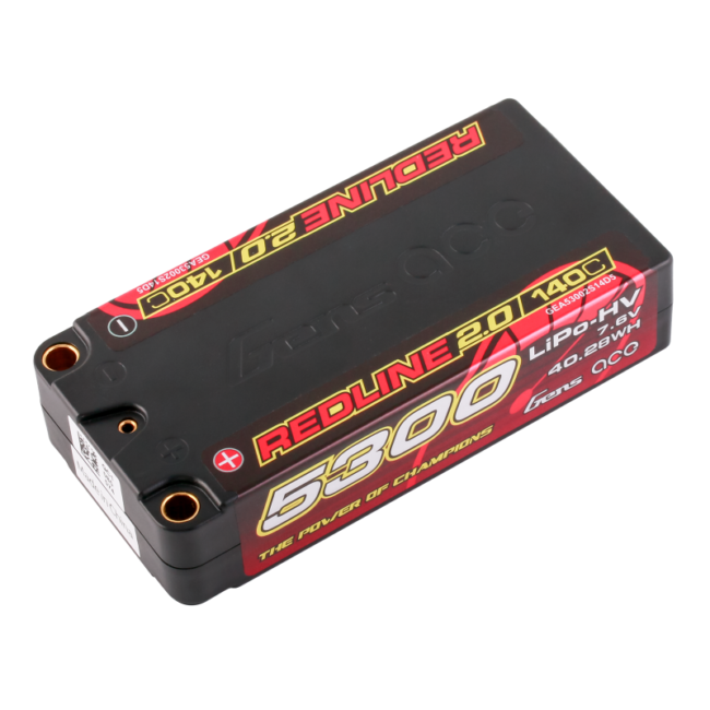 BATERIA GENS ACE REDLINE 2.0 SERIES 5300 mAh SHORTY 7.6V HV 140C 2S1P HC 5.0mm BANANA BULLET