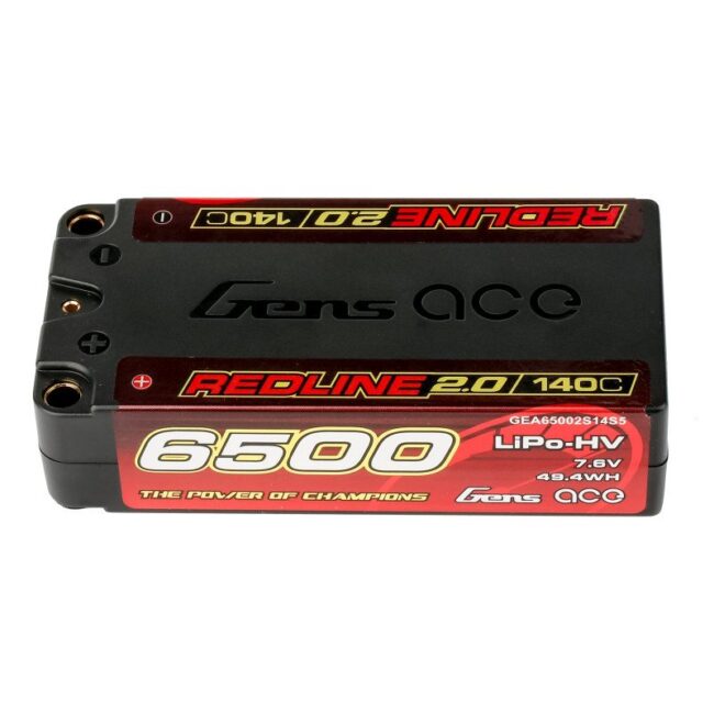 BATERIA GENS ACE REDLINE 2.0 SERIES 6500 mAh SHORTY 7.6V HV 140C 2S1P HC 5.0mm BANANA BULLET