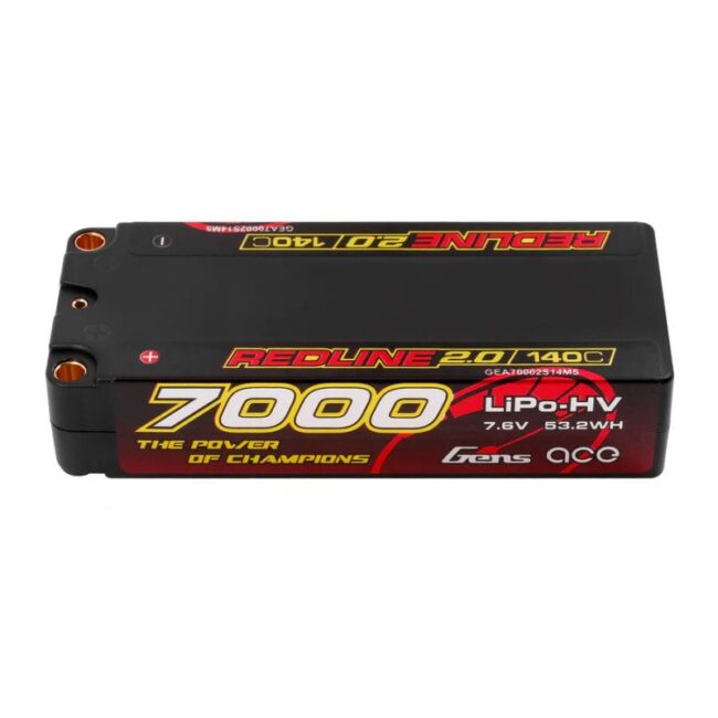 BATERIA GENS ACE REDLINE 2.0 SERIES 7000 mAh MID SHORTY 7.6V HV 140C 2S2P HC 5,0mm BANANA BULLET
