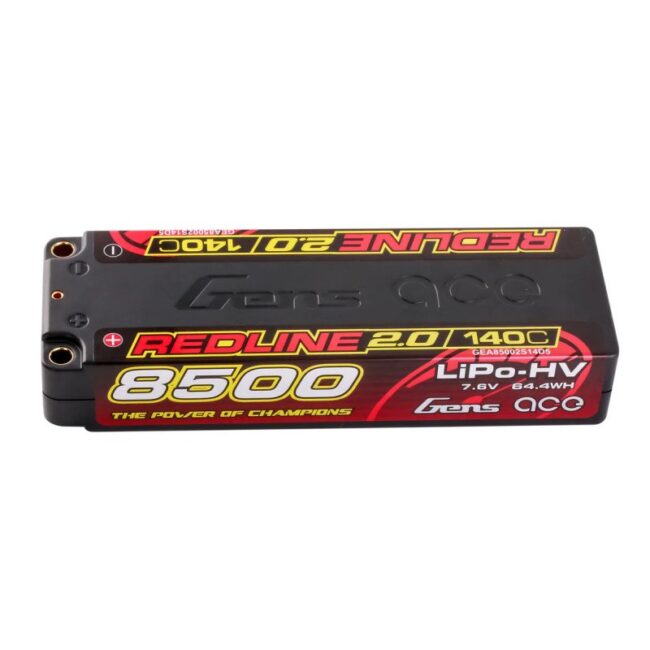 BATERIA GENS ACE REDLINE 2.0 SERIES 8500 mAh 7.6V HV 140C 2S1P HC 5,0mm BANANA BULLET
