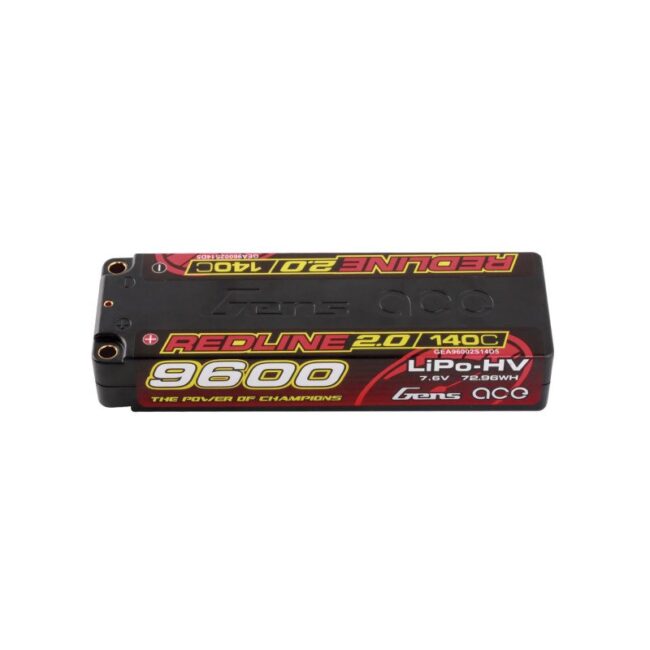 BATERIA GENS ACE REDLINE 2.0 SERIES 9600 mAh 7.6V HV 140C 2S1P HC 5,0mm BANANA BULLET