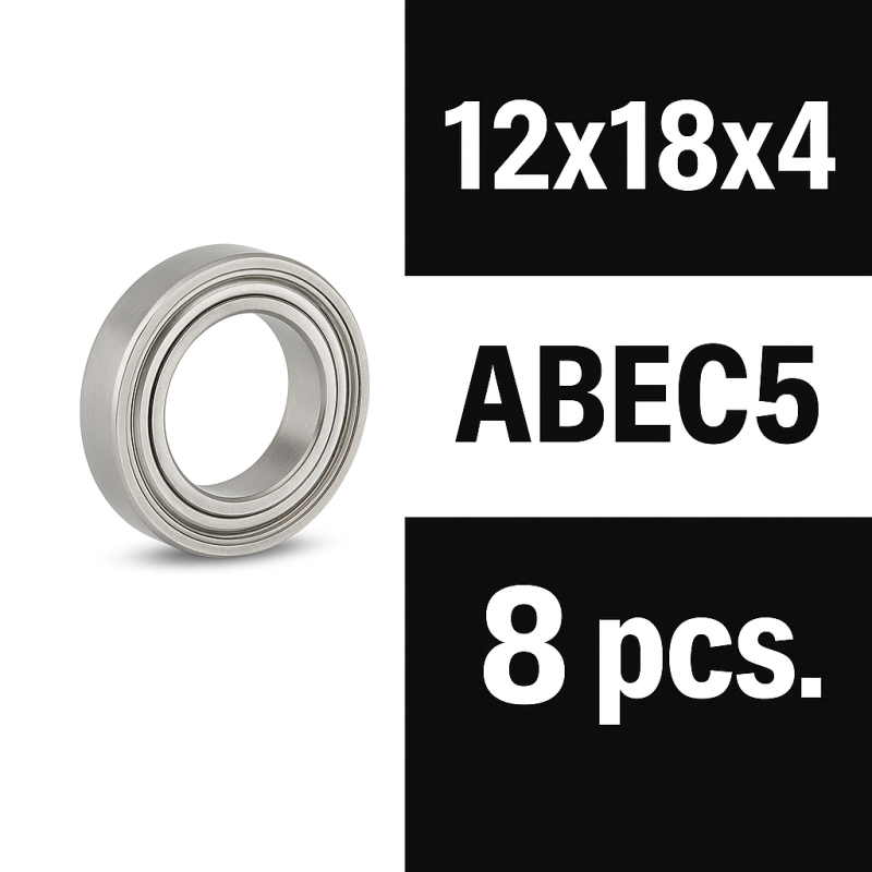 XTR "ZERO FRICTION" 12X18X4ZZ (8PCS) ABEC5